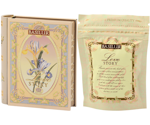 Love Story II - Mini Tea Book - Almond and Rose Black and Green Tea - 5 Pyramid Tea Bags