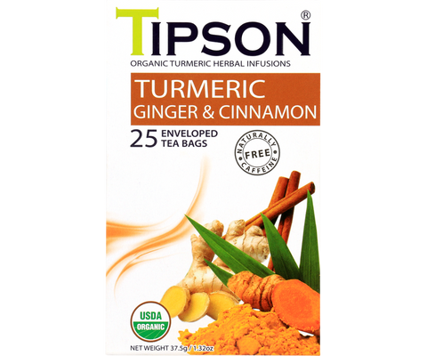 Organic Turmeric Ginger & Cinnamon - 25 Enveloped Tea Bags