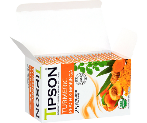 Organic Turmeric Peach & Moringa - 25 Enveloped Tea Bags