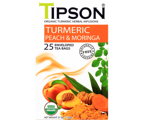 Organic Turmeric Peach & Moringa - 25 Enveloped Tea Bags