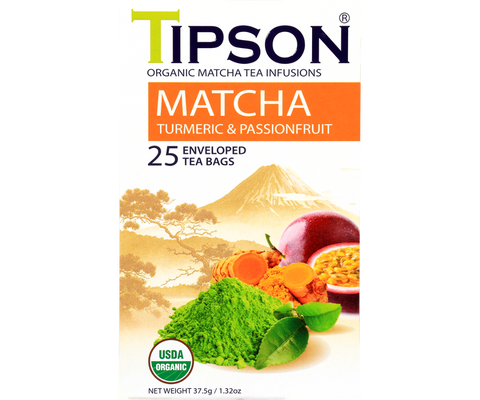 Organic Matcha Turmeric & Passionfruit - 25 Enveloped Tea Bags