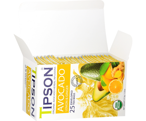 Tipson Avocado - Lemon and Ginger - 25 Enveloped Tea Bags