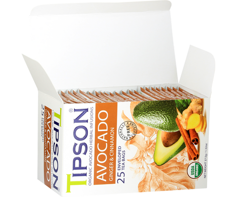 Tipson Avocado - Ginger and Cinnamon- 25 Enveloped Tea Bags