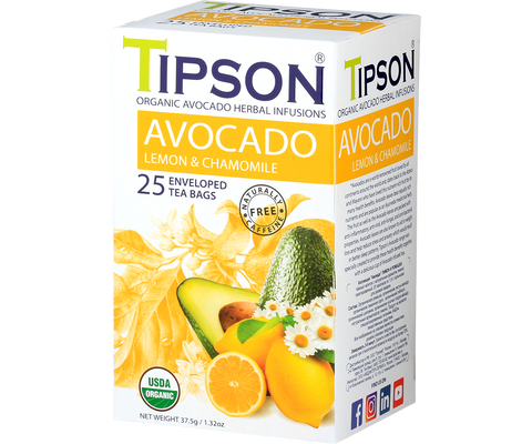 Tipson Avocado - Lemon and Chamomile - 25 Enveloped Tea Bags