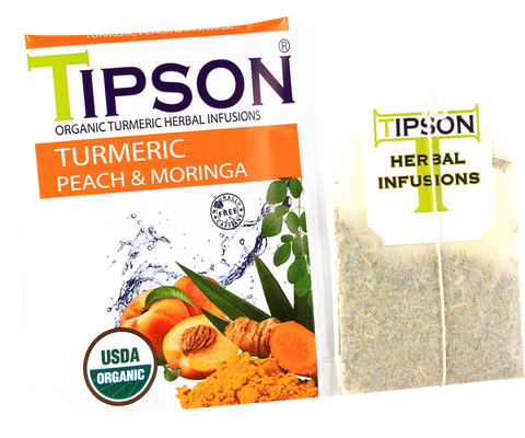 Organic Turmeric Peach & Moringa - 25 Enveloped Tea Bags