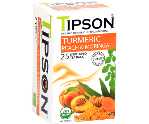 Organic Turmeric Peach & Moringa - 25 Enveloped Tea Bags