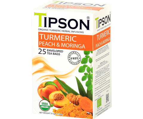 Organic Turmeric Peach & Moringa - 25 Enveloped Tea Bags