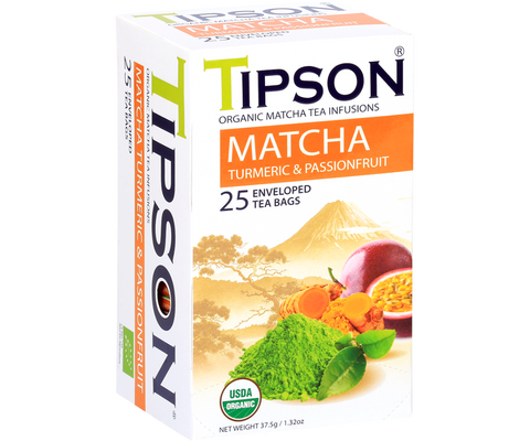 Organic Matcha Turmeric & Passionfruit - 25 Enveloped Tea Bags
