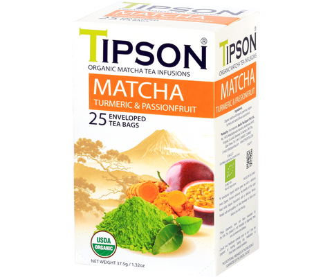 Organic Matcha Turmeric & Passionfruit - 25 Enveloped Tea Bags
