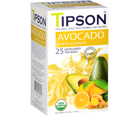 Tipson Avocado - Lemon and Ginger - 25 Enveloped Tea Bags