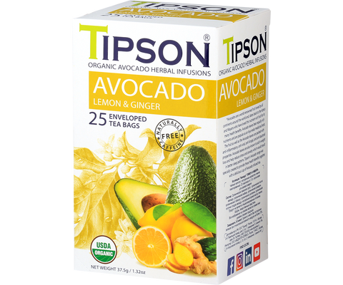 Tipson Avocado - Lemon and Ginger - 25 Enveloped Tea Bags