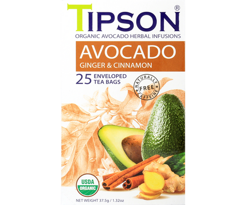 Tipson Avocado - Ginger and Cinnamon- 25 Enveloped Tea Bags