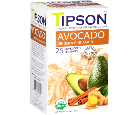 Tipson Avocado - Ginger and Cinnamon- 25 Enveloped Tea Bags