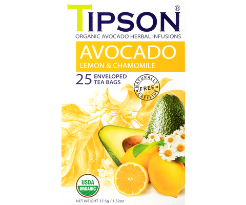 Tipson Avocado - Lemon and Chamomile - 25 Enveloped Tea Bags