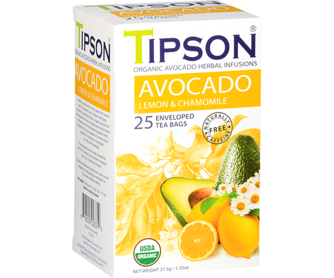 Tipson Avocado - Lemon and Chamomile - 25 Enveloped Tea Bags