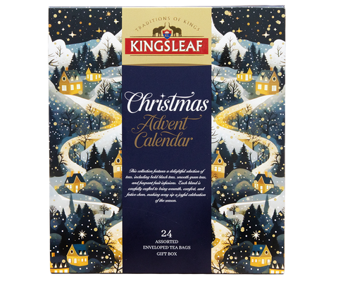 Calendar Advent Kingsleaf Christmas Box - 24 pliculețe de ceai - 4 arome