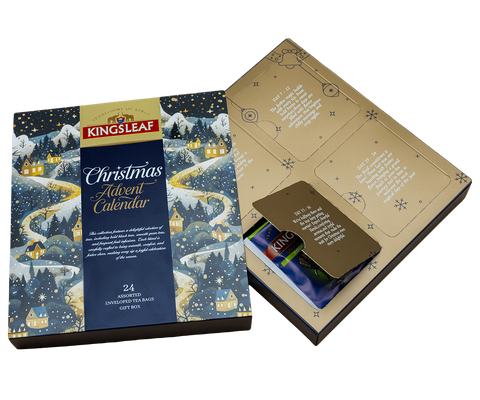 Calendar Advent Kingsleaf Christmas Box - 24 pliculețe de ceai - 4 arome