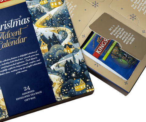 Calendar Advent Kingsleaf Christmas Box - 24 pliculețe de ceai - 4 arome