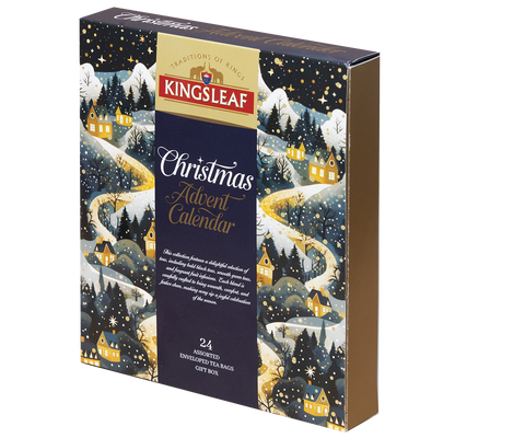 Calendar Advent Kingsleaf Christmas Box - 24 pliculețe de ceai - 4 arome