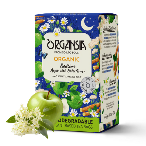 Ceai organic cu mere și flori de soc, 18 pliculețe