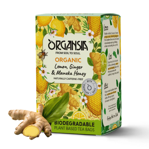 Ceai organic cu lămâie, ghimbir și miere de Manuka - 18 pliculețe