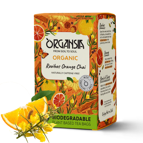 Ceai Chai cu Rooibos și Portocale Organic, 18 pliculețe